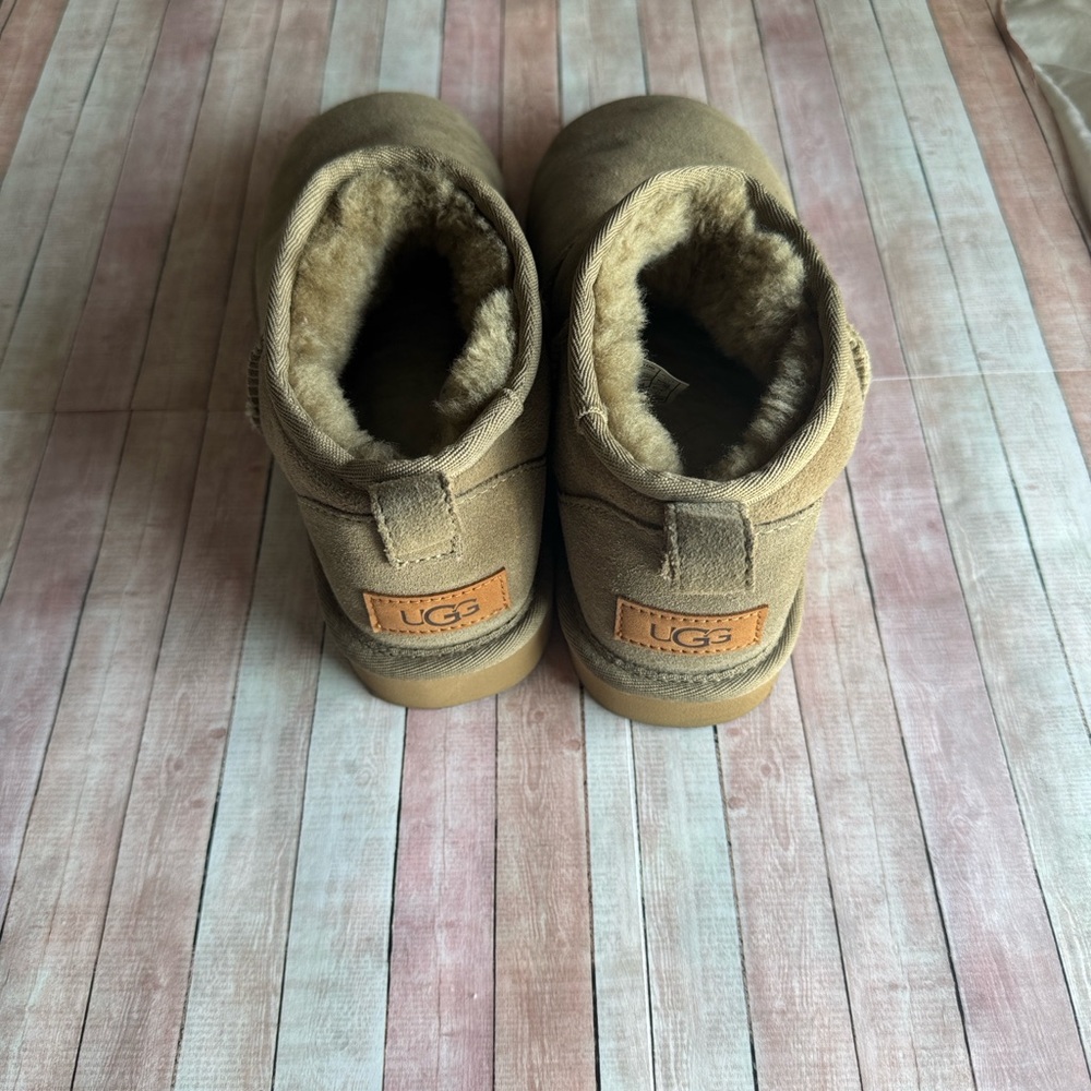 UGG Tan Suede Sheepskin-Lined Booties